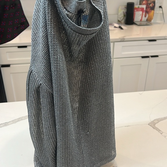 Zara mesh silver sweater with puff sleeves size M - Picture 6 of 6